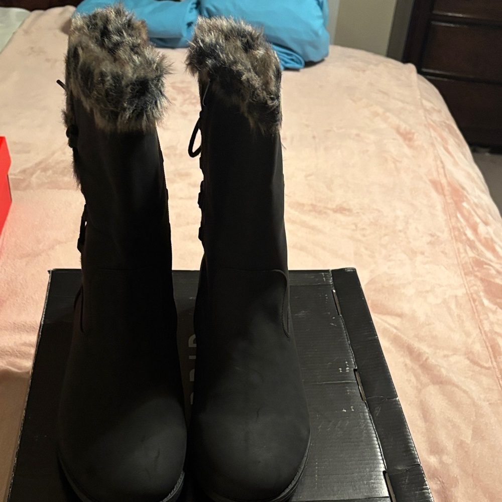 Torrid Black Faux Fur Winter Boots